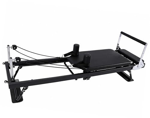 Pilates Reformer Maschine klappbar mit 5 Federn - 190 x 57 cm - Ganzkörpertraining Equipment für Home Workout belastbar bis 125 kg - Yoga Hometrainer für Training im Liegen Sitzen Stehen
