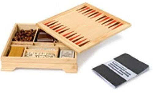 small foot 7580 Spiele-Set aus natürlichem Holz, fünf Gesellschaftsspiele in einem, Dame, Schach, Backgammon, UVM