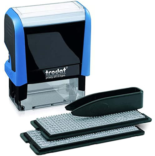 Trodat - Timbro Printy 4913 Typomatic, 5 righe di testo da comporre da soli, inchiostrazione automatica, inchiostro nero in dotazione