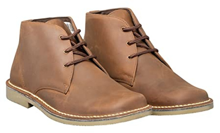 Roamers Leonard Mens Square Toe Suede Leather Desert Boots Sand