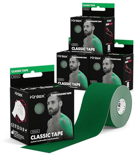 Kintex 4 Rollen Kinesiologie Tape Classic, 5 cm x 5 m, hautfreundliches & wasserfestes Kinesiologie Tape, Physio Tape, für Sport & Physiotherapie