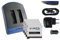 Double Chargeur (USB/Auto/Secteur) + 4X Batteries AHDBT-401 [Li-ION - 3.8V / 1160mAh] Compatible avec GoPro Hero4 Black, Silver, Surf & Music Edition