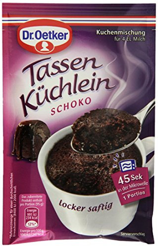 Dr. Oetker Tassenküchlein Schoko, 55 g, Kuchenmischung für ein Schoko-Küchlein in der Tasse, Tassenkuchen für die Mikrowelle, einfach zubereitet, vegetarisch