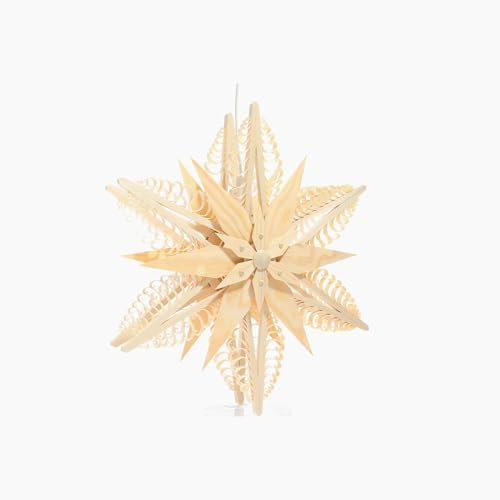 Rudolphs Schatzkiste Fensterschmuck Spanstern EL. Beleuchtet Mitte mit 2 Sterne (beidseitig) BxHxT=32x32x10cm NEU Fensterbild Spanbaum Adventsstern Holz Seiffen Erzgebirge Stern Linde Fensterdeko