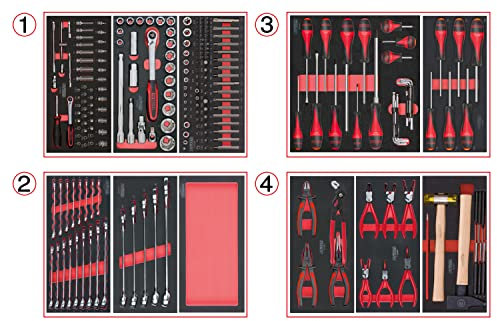 KS Tools 714.0241 Material-241 Werkzeug 4 Schubladen für Werkstattwagen