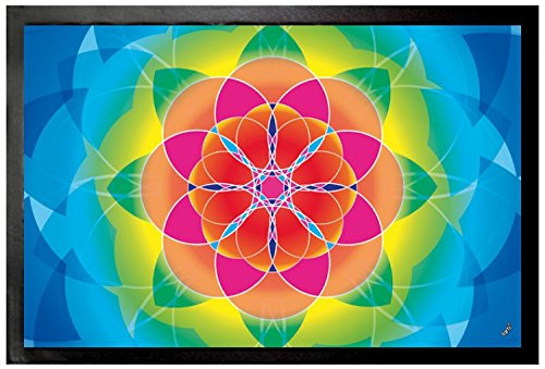 1art1 Mandalas Blume des Lebens, Regenbogen Fußmatte Dekomatte Innenbereich | Design Türmatte 60x40 cm