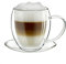 Creano Thermotasse, Extra Großes doppelwandiges Glas-mit Untersetzer, XXL Glastasse mit Henkel | 400ml im Geschenkkarton