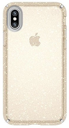 Speck iPhone XS/X Case, Clear Glitter Protective Ultra Thin Slim Hard Anti Scratch Presidio Cover Case - Gold Glitter