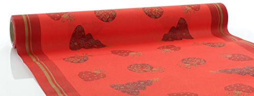 Sovie HOME Tischläufer Tiffany Rot aus Linclass® Airlaid, Weihnachtstischläufer stoffähnlich winterlich, ideal für Winterfeiern, Advent & Weihnachten, 40cm x 4,80m, 1 Stück