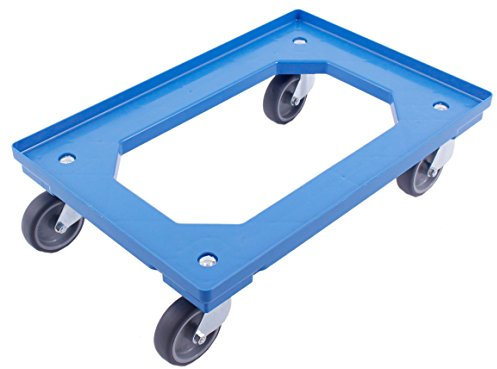 DieKlappbox Chariot de Transport pour Caisse Euro Standard, Plateau Roulant, pour des bacs 60x40cm ou Deux 40x30cm, Fabriqué en Allemagne, 300 kg, Bleu