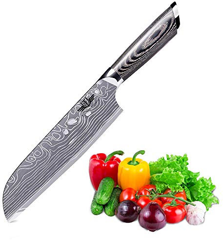 Kitchen Emperor Santokumesser, Küchenmesser, Kuechenmesser Scharfe Klinge, Prämie Rostfreier Stahl Chef Messer mit pakakaholzgriff