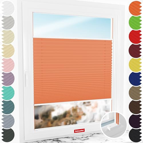 Schuette® Plissee mit Bohren zum Anschrauben ● Premium Kollektion: Sunset (Orange) ● 160x230cm (Breite x Höhe) ● Suprafix Faltrollo Befestigung ● Bequeme Rollo Montage inkl. Video