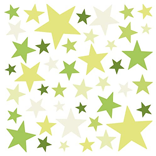 Little Deco Wandaufkleber 60 Sterne Kinderzimmer Junge Mädchen Stars I grün I Wandtattoo Schlafzimmer Wandsticker Set bunt selbstklebend DL393