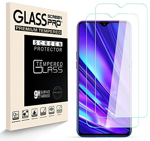 HJX Protector de Pantalla para Realme 5 Pro [2-Pack], Vidrio Templado de 9H Dureza, 2.5D Alta Definicion Sin Burbujas, Alta Sensibilidad, Realme 5 Pro Protector de Pantalla