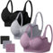 HBselect 3 Pack Women’s Nursing Bra Wireless Seamless Maternity Bra Breastfeeding Bras Bralette with Removable Bra Pads Extenders (XXL, Black+Gray+Purple)