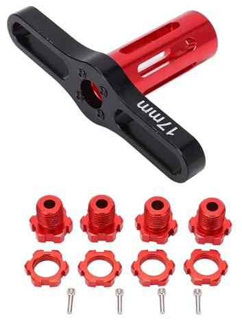 VGEBY Tuercas RC Bujes de Rueda Estriados, 4 Juegos de Adaptador Hexagonal de 17 Mm Combinador de Extensión de Bujes Confiables para Traxxas 5353X E-REVo Summit 1/10 RC Car(Rojo)