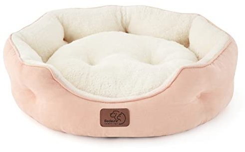 BEDSURE Katzenbett waschbar Katzen Bettchen - 51x48x15cm Katzenbett mit zweiseitig Innenkissen Katzenschlafplatz für Katzen oder kleine Hunde, rosa