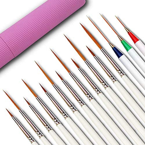 Afantti 15 Pcs Detail Fine Paintbrush Artist Paint Brush Set Tip | for Miniature Acrylic Script Liner Model Oil Watercolor Nail Art Painting