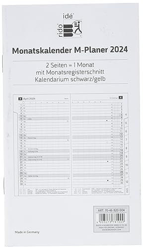 rido/idé Monats-Ersatzkalendarium Modell M-Planer 2024 2 Seiten = 1 Monat Blattgröße 8,7 x 15,3 cm weiß