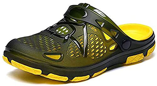 Hitmars Gartenclogs Herren Badelatschen Clogs Badeschlappen Gartenschuhe Schlappen Latschen Hausschuhe Clogs & Pantoletten Männer Sabots Sommer rutschfest Gelb EU 43