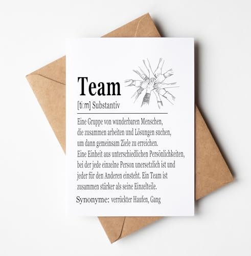 PURESIZE 12er Set Team Karte A6, Kollegen Geschenk, Kollegin, Abschiedskarten Büro und Arbeit, Mitarbeiter Weihnachten, Grußkarte, Dankeskarte, Dankeschön, Geburtstag, Chef