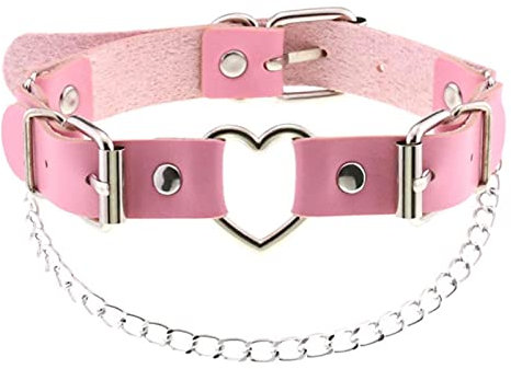 Gothic-Halskette mit schwarzem Herz-Punk-Halsband für Mädchen, cooler Chocker-Hals, Cosplay-Schmuck, Egirl, Gothic-Zubehör, rosa