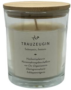 Duftkerze mit Spruch im Glas „Trauzeugin“ | Geschenkidee für deine Trauzeugin | Magnolie Aroma | Kerzen Geschenk für Frauen | Aromatherapie Candle zur Entspannung für Spa, Bad & Yoga