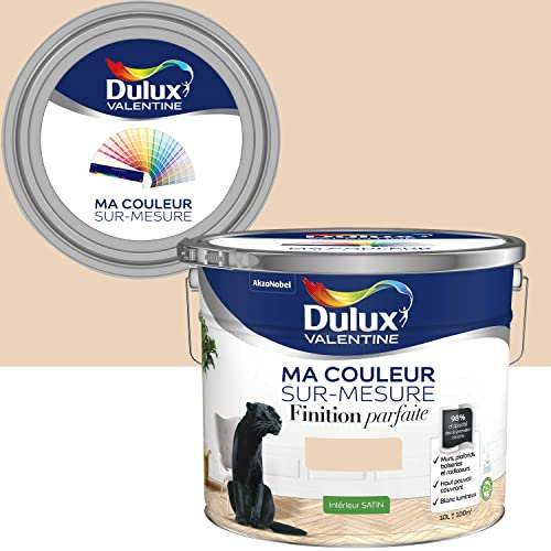 Ma Couleur Sur-mesure par Dulux Valentine – Peinture Intérieure Murs, Plafonds, Boiseries - Finition Parfaite - 98% d'opacité - Satin Coquille d'Œuf 10 L - Palette Intemporelle
