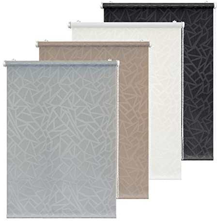 Rikmani Tageslichtrollo Verdunkelungsrollo Fensterrollo Dia Klemmfixierung Seitenzugrollo Klemmrollo für Fenster ohne Bohren, lichtdurchlässig Weiss 120-170 cm