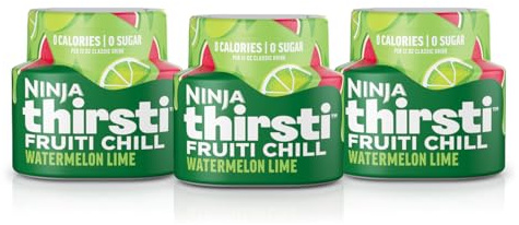 Gouttes d'eau aromatisées Ninja Thirsti, FRUITI CHILL Pastèque Citron vert, Saveur de fruits audacieuse, Pétillante ou plate, Zéro calories, Zéro sucre, Fait 17 boissons de 355 ml (12 oz), Lot de 3