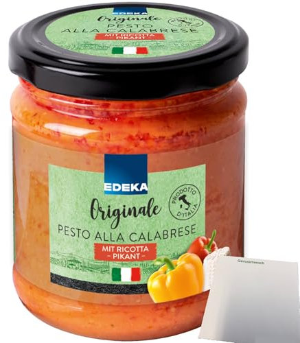 Edeka Pesto alla Calabrese das Original aus Italien pikant (190g Glas) + usy Block