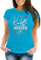 MoonWorks® Damen T-Shirt Fasching Karneval Konfetti im Herzen Kostüm-Ersatz Verkleidung Funshirt Frauen Tuerkis XL