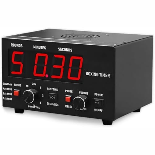 CYMYYDS Box-Intervall-Timer, professioneller Fitness-Timer mit einstellbarem Summer-Alarm, klassischer Box-Runden-Timer für Muay Thai, MMA, Kickboxen, 30S-10min Training und 0/30/60S Ruhezeit,Red