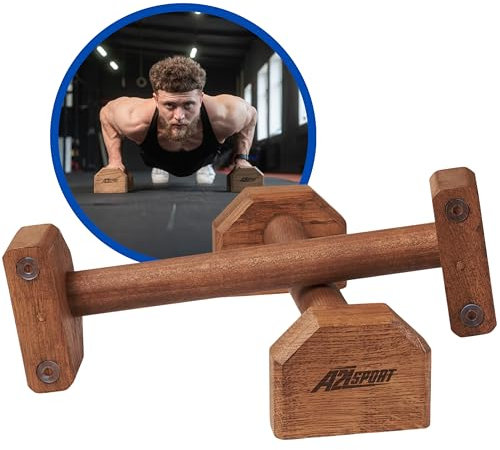 A2Z SPORT® Barras Paralelas de Madera - Antideslizantes Paralelas Calistenia - Barras de Flexiones Soporte Suelo para Entrenamiento de Fuerza en Interiores y Exteriores, Gimnasia, Yoga