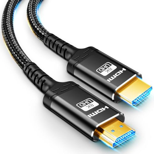 Akake Cable de fibra óptica HDMI 8K 2.1-70M Unidireccional Ultra 48Gbps de alta velocidad, 3D, 8K60, 4K120, 144Hz - Chapado en oro, Cable trenzado - Ideal para HDTV, PC, Proyector, Pantallas Grandes