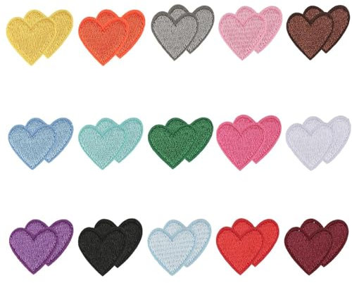 30 Pieces Iron on Patches Heart Patches Mini Embroidery Patches Universal for Kids and Adults Suitable for Hats, Handbags, Jackets, Jeans, Backpacks, DIY Decorative Iron on Patches