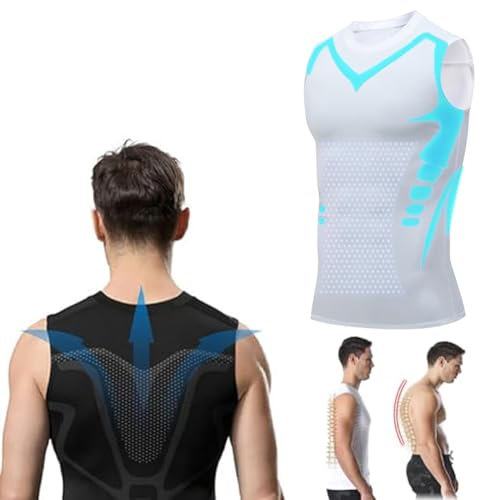 Generic 2024 New Menionic Tourmaline Posturecorrector Magnetic Mens Undershirt Ionic Shaping Vest (White,XL)