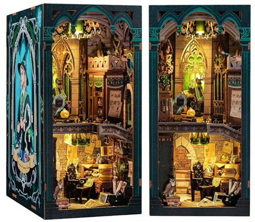 CUTEBEE Book Nook Kit - Casa de Muñecas Madera, DIY Miniature House Maquetas para Construir Adultos, Casas Miniaturas para Montar Decoración para Estanterías y Hogar (Darkness Common Room)