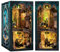 CUTEBEE DIY Book Nook Kit,Booknook Kit de Maison de Poupées Miniatures avec Lumière LED,Puzzle 3D en Bois Serre Livres,Kits de Modèles pour Adultes à Construire(Darkness Common Room)