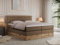 MKS MEBLE King Boxspringbett 180x200 Mit Bettkasten Eiche, Polsterbett Mit Matratze H3, Kopfteil, Holzrahmen in Wotan Eiche - Braun Kunstleder - Amore King