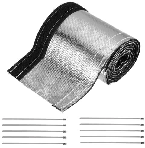 QUARKZMAN Chaleur Carénage Manchon Aluminisé Argent Manchon 25mm 1 Pouce ID x 100cm 3,3FT Chaleur Câble Gaine avec Accrocher&Boucler,10pcs INOX Acier Cravates