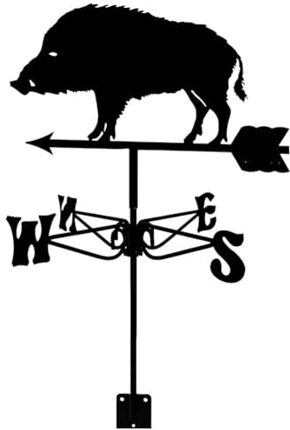 YYLDPFDC Girouette en Forme de Sanglier, Girouette décorative, Outils de Mesure en Acier Inoxydable Durable, Scène de Ferme, Indicateur de Vent Noir satiné pour Cour, Jardin, extérieur