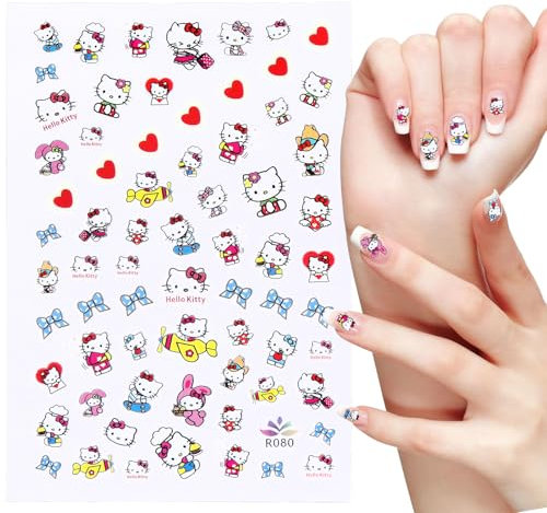 Nagelsticker Kinder, 70 Decals Nagelsticker Selbstklebend Nagel Nail Charms Aufkleber Nailart Sticker Cartoon Aufkleber Nette Kawaii Nail Decals für Mädchen Frauen-Abziehbilder Geschenke Mädchen