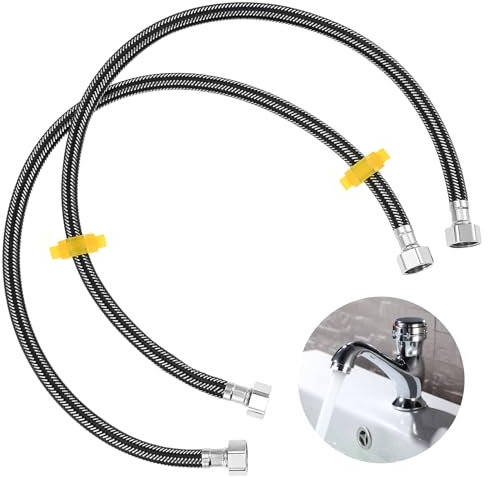 DRELD 2 Stück Flex Schlauch Armatur, Edelstahl Anschlussschlauch G1/2 x G1/2, Panzerschlauch Wasserhahn, Dusche Umflechtung Flexschlauch für Wasserhahn Mischbatterie (70CM)