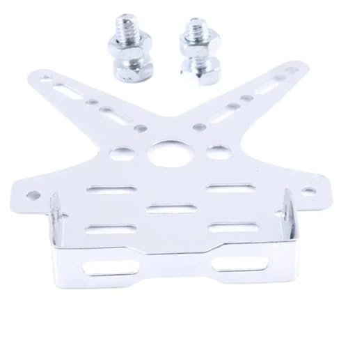 Motorbike License Plate Holder Motorcycle Rear License Plate Frame Motorbike Bracket Rack Scooter Adjusted Number Plate Holder(Silver)