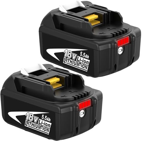 2X 18V 5,5Ah Remplacement pour Makita Batterie BL1860B BL1850 BL1860 BL1850B BL1840B BL1840 BL1830B 194205-3 194309-1 194204-5 196399-0 (Noir)