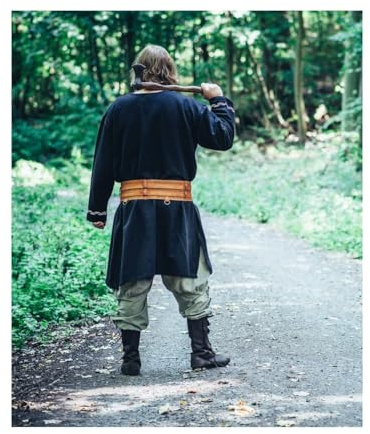 Leonardo Carbone® Unisex Robuster Breiter Wikingergürtel Anike - Ledergürtel Herren, Wikinger Kleidung Herren, Gürtel Damen, LARP, Karneval, Cosplay, Hobbit Kostüm - 100% Echtleder Dunkelbraun