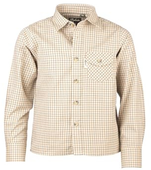 Boys Junior Checkered Shirts Country Childrens Clothing Shirt Button-Down (UK, Age, 7 Years, 8 Years, Regular, Poacher Beige)
