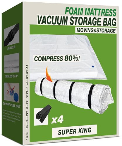 Oumaru Mattress Vacuum Bag for Moving, Vacuum Seal Bag for Memory Foam or Latex Mattress, Mattress Compression, Storage for Returns, and Moving (Super King)