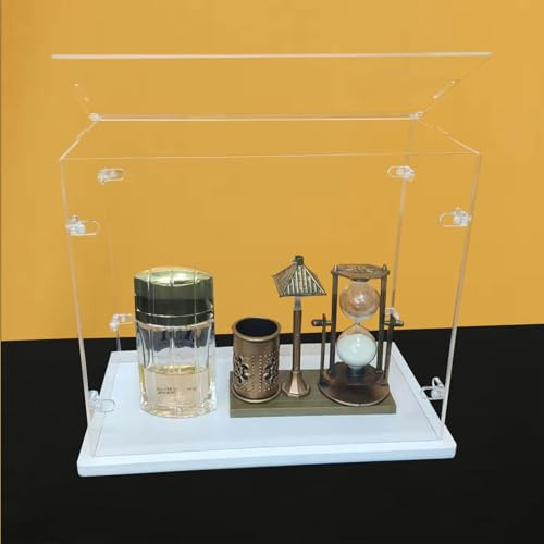 Clear Acryl-Vitrinenbaugruppe, Verdickte Basis, Obere öffnebare Tür, Stabile L-förmige Schnalle, Staubschutzschrank für Aktionspuppenspielzeug Sammlerstücke (weiß, 60x40x50cm/24x16x20in)